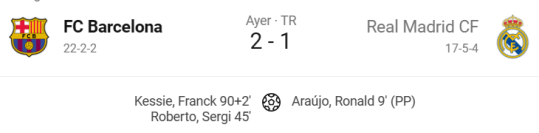 Barcelona 2 - Real Madrid 1