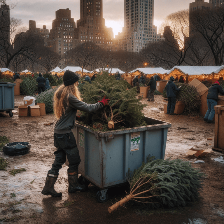 "Imagen ilustrativa de "&Reciclaje de árboles de Navidad en Nueva York: ¡Transforma tu pino en abono para parques!